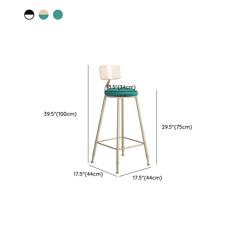 Round Low Back Dining Stools Armless Bar Stools with Metal Base