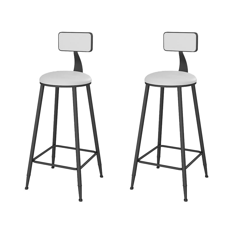 Low Back Faux Leather Dining Stools Armless Bar Stools with Metal Base