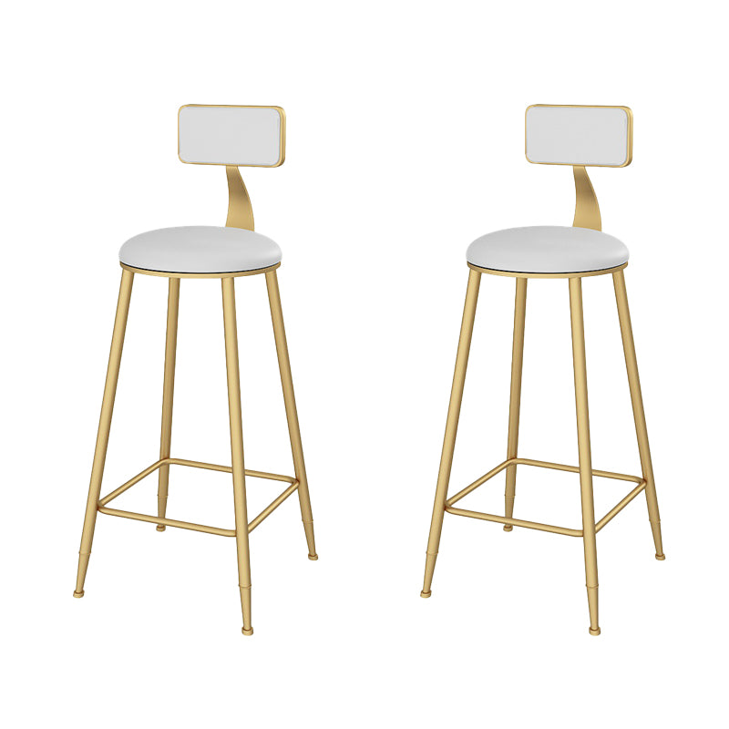 Low Back Faux Leather Dining Stools Armless Bar Stools with Metal Base