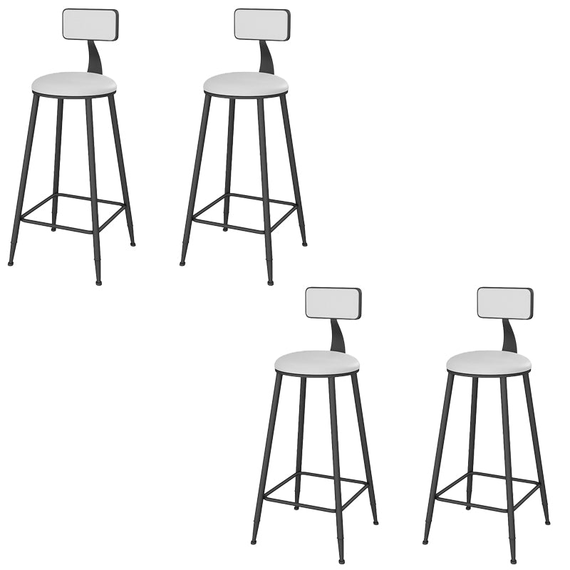 Low Back Faux Leather Dining Stools Armless Bar Stools with Metal Base
