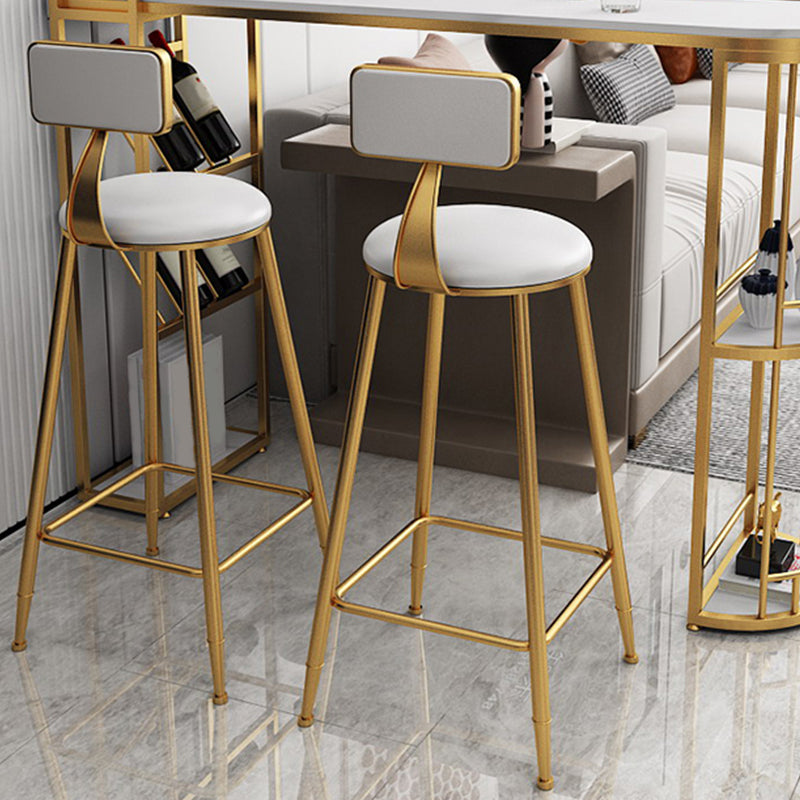 Low Back Faux Leather Dining Stools Armless Bar Stools with Metal Base