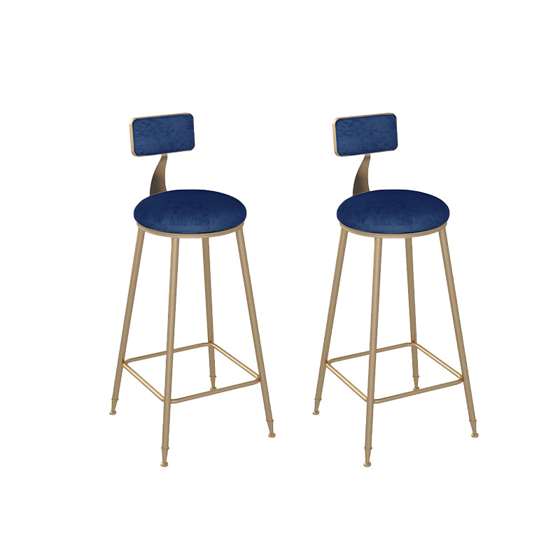 Low Back Bar Stool Glam Upholstered Dining Stool with Metal Base