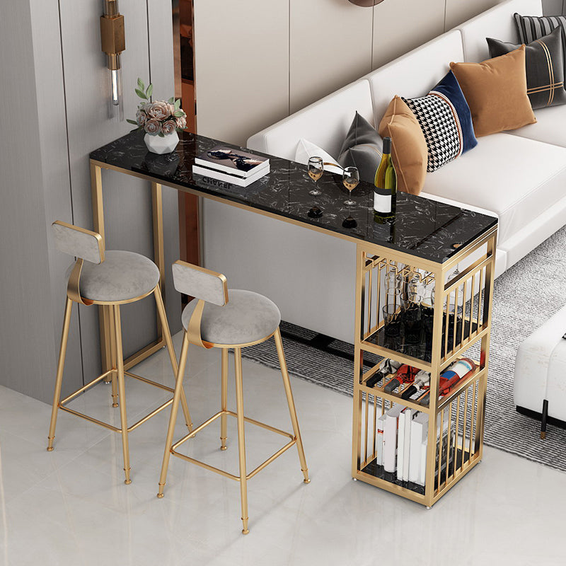 Low Back Bar Stool Glam Upholstered Dining Stool with Metal Base