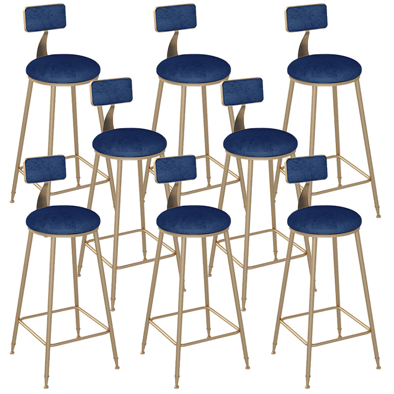 Low Back Bar Stool Glam Upholstered Dining Stool with Metal Base