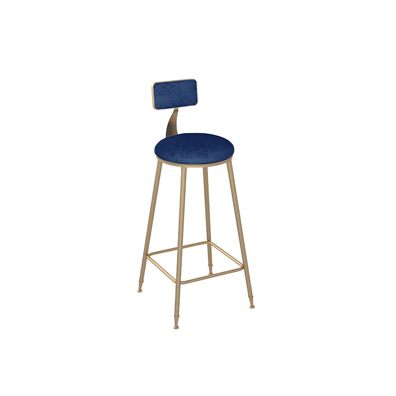 Low Back Bar Stool Glam Upholstered Dining Stool with Metal Base