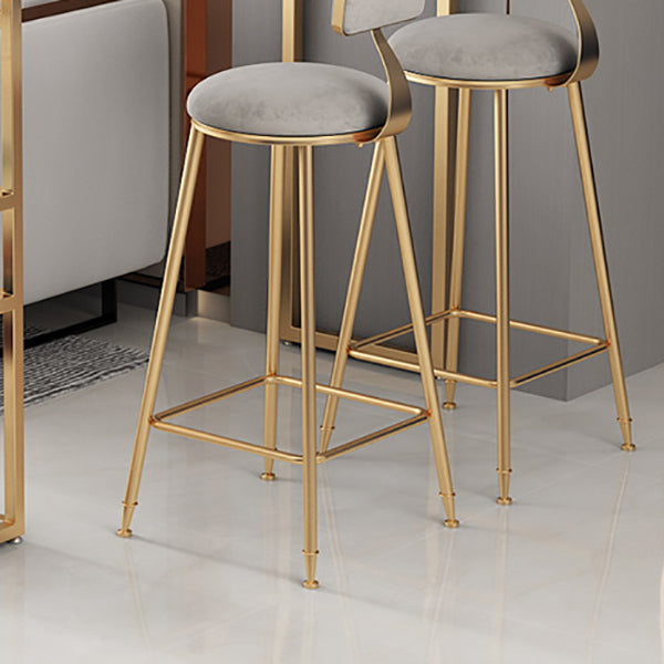 Low Back Bar Stool Glam Upholstered Dining Stool with Metal Base
