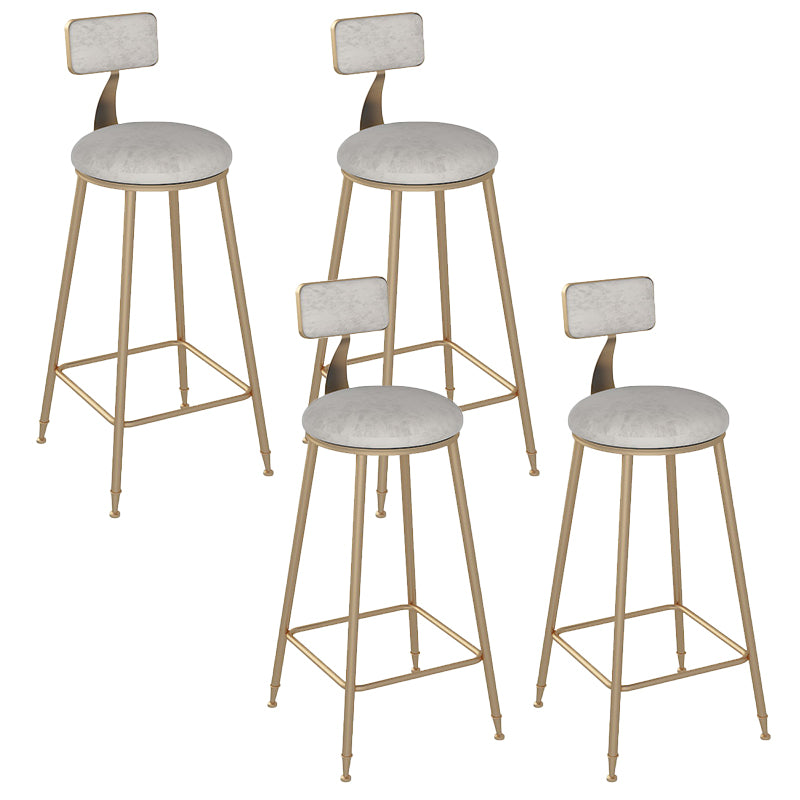 Low Back Bar Stool Glam Upholstered Dining Stool with Metal Base