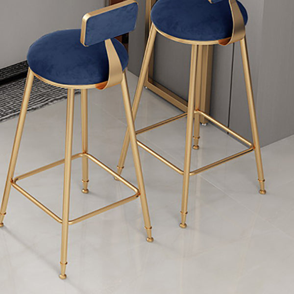 Low Back Bar Stool Glam Upholstered Dining Stool with Metal Base