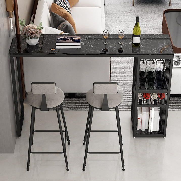 Low Back Bar Stool Glam Upholstered Dining Stool with Metal Base