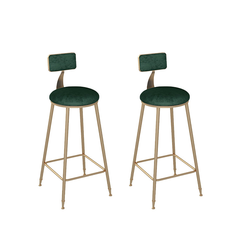 Low Back Bar Stool Glam Upholstered Dining Stool with Metal Base