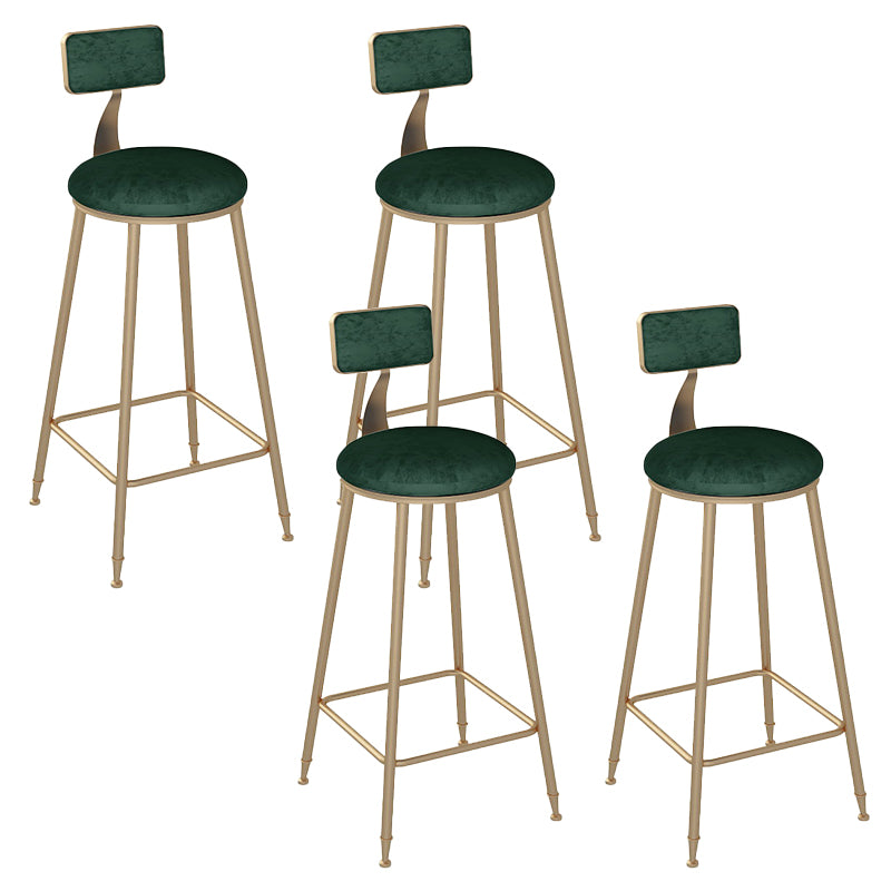 Low Back Bar Stool Glam Upholstered Dining Stool with Metal Base