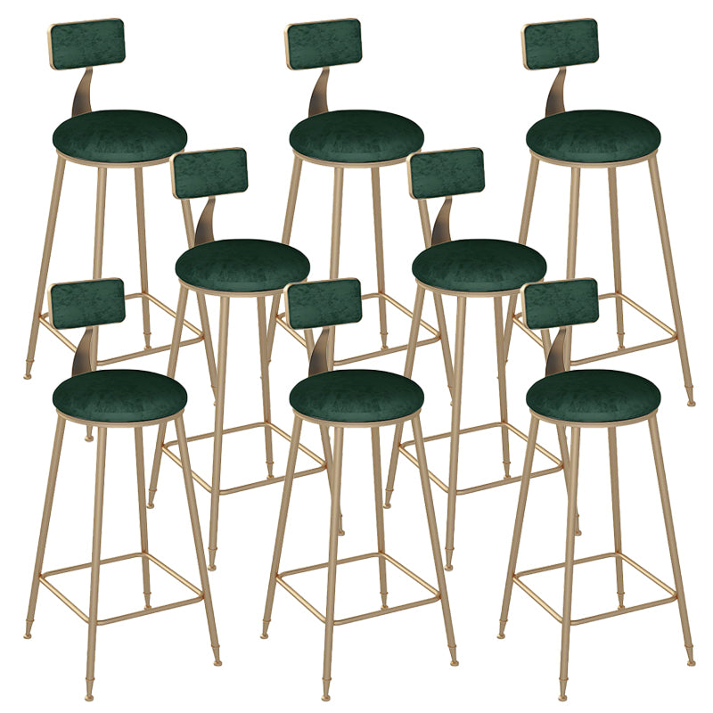 Low Back Bar Stool Glam Upholstered Dining Stool with Metal Base