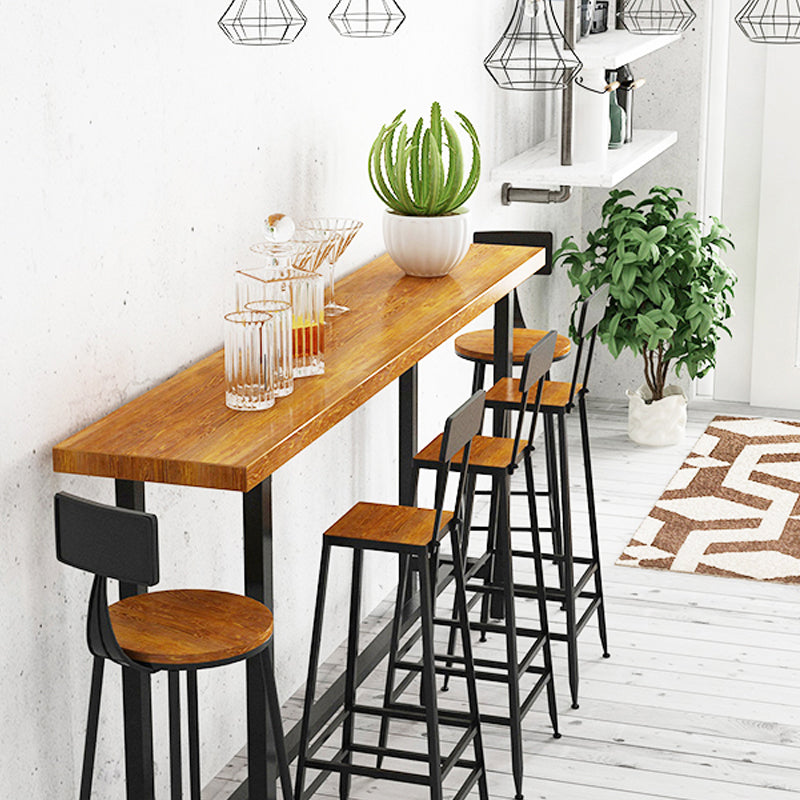 Contemporary Solid Wood Bar Stool Armless Dining Stool with Footrest