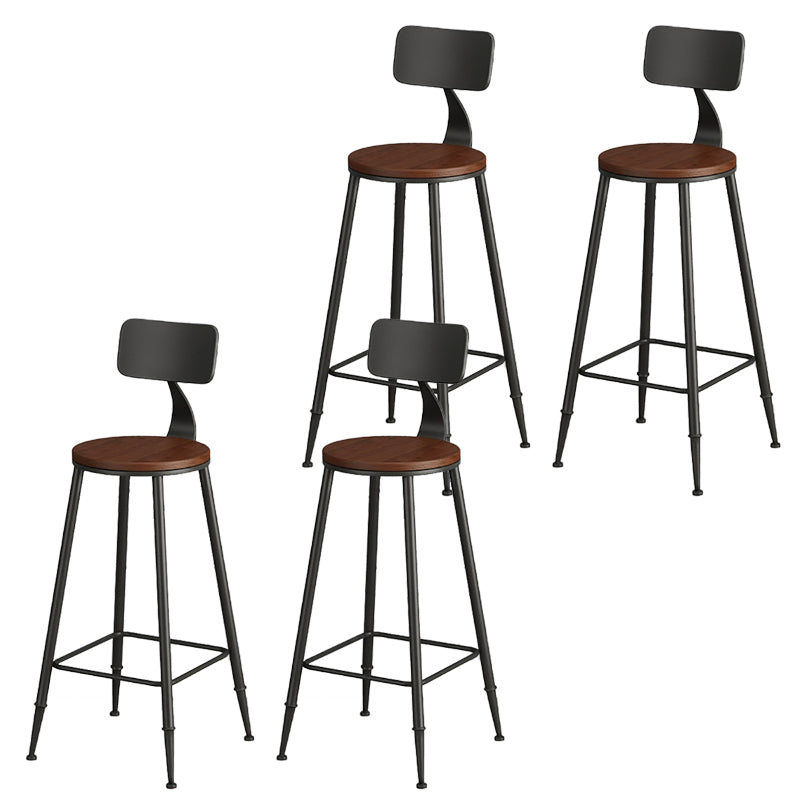 Contemporary Solid Wood Bar Stool Armless Dining Stool with Footrest