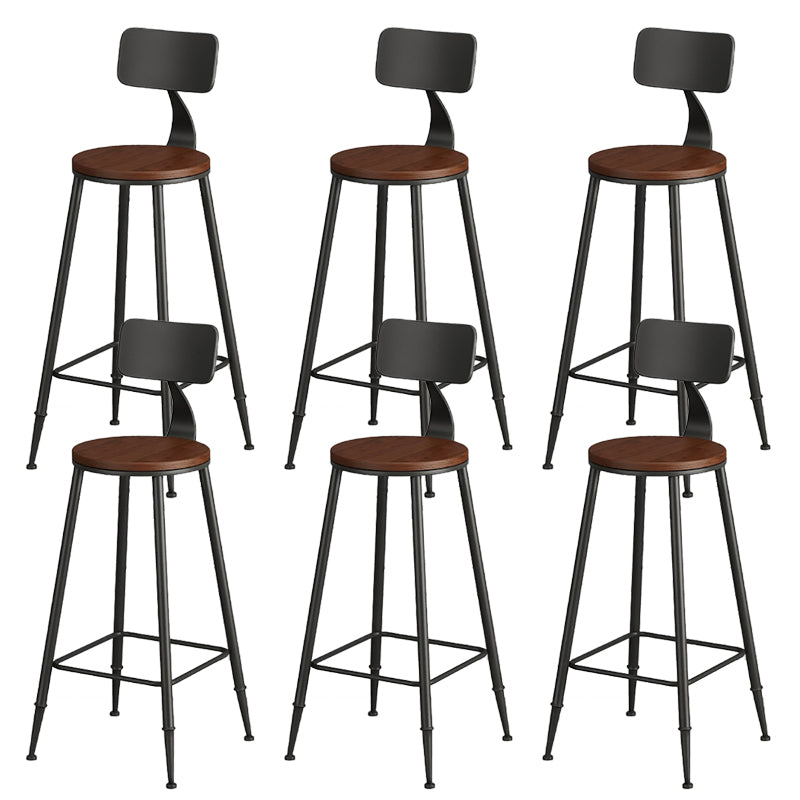 Contemporary Solid Wood Bar Stool Armless Dining Stool with Footrest