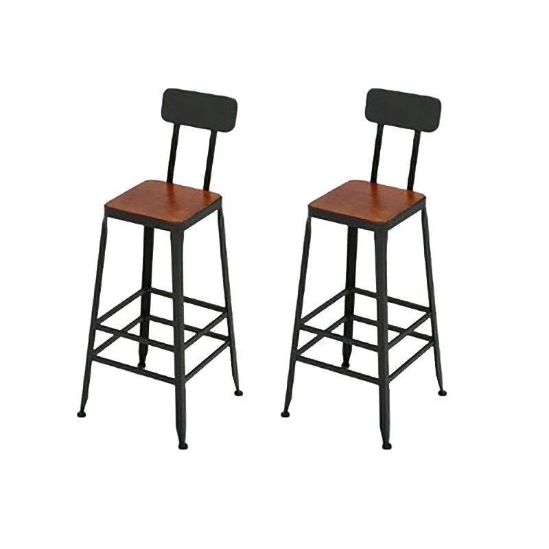 Contemporary Solid Wood Bar Stool Armless Dining Stool with Footrest