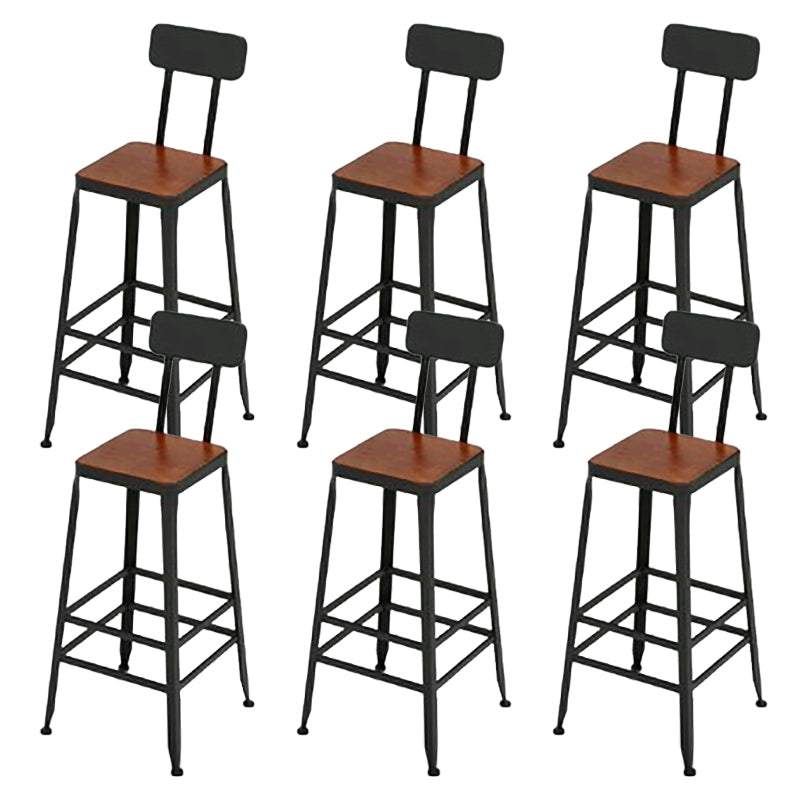Contemporary Solid Wood Bar Stool Armless Dining Stool with Footrest