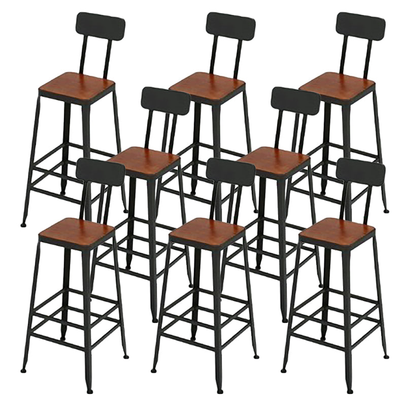 Contemporary Solid Wood Bar Stool Armless Dining Stool with Footrest