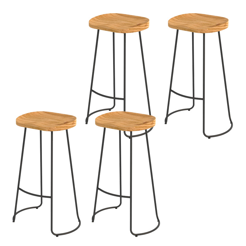 Contemporary Solid Wood Bar Stool Armless Dining Stool with Footrest