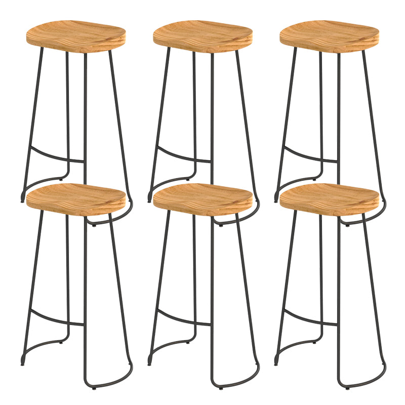 Contemporary Solid Wood Bar Stool Armless Dining Stool with Footrest