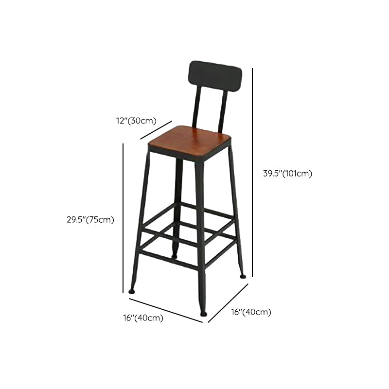 Contemporary Solid Wood Bar Stool Armless Dining Stool with Footrest