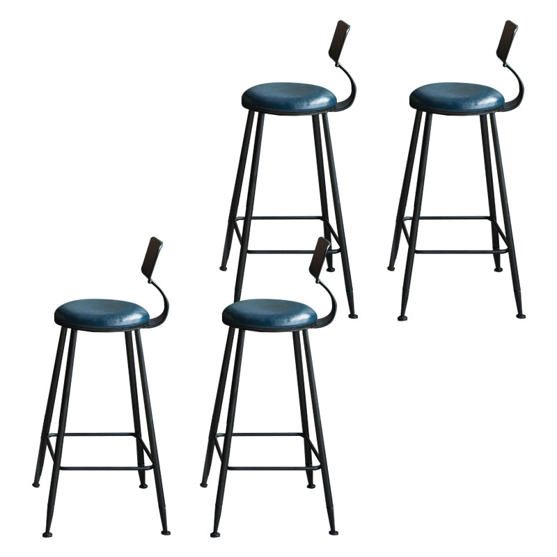 Faux Leather Dining Stools Industrial Bar Stool with Metal Legs