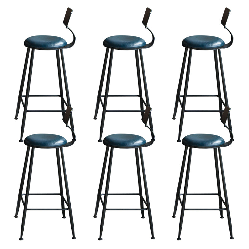 Faux Leather Dining Stools Industrial Bar Stool with Metal Legs