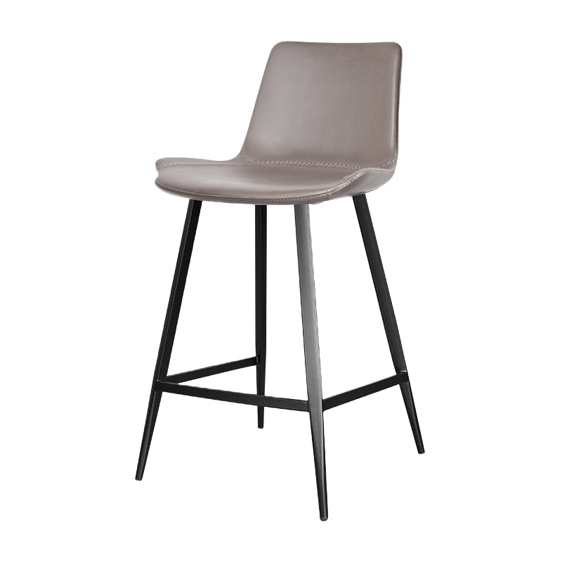 Faux Leather Upholstered Stools Low Back Bar Stools with Metal Base