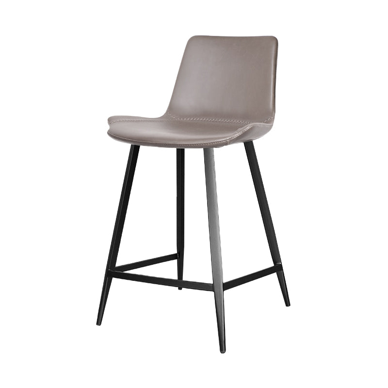 Faux Leather Upholstered Stools Low Back Bar Stools with Metal Base