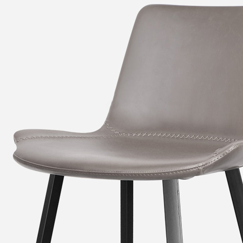 Faux Leather Upholstered Stools Low Back Bar Stools with Metal Base