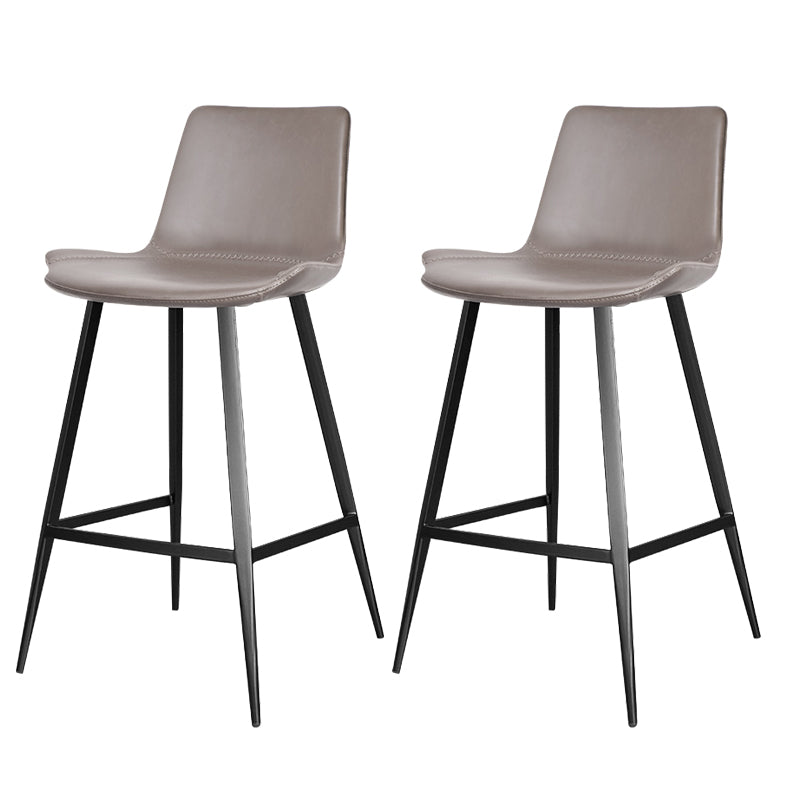 Faux Leather Upholstered Stools Low Back Bar Stools with Metal Base