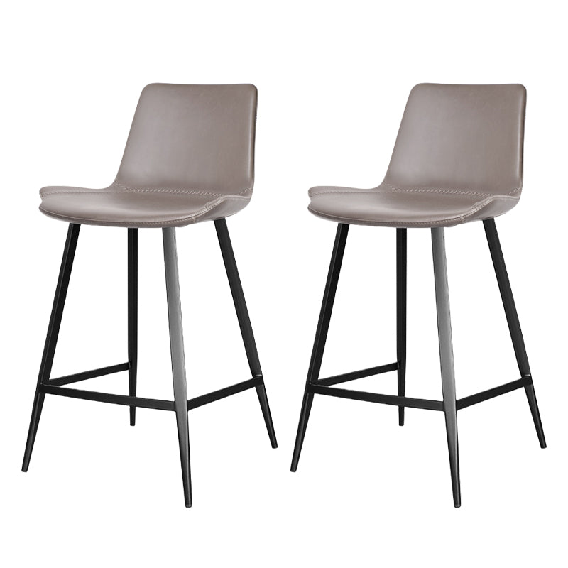 Faux Leather Upholstered Stools Low Back Bar Stools with Metal Base