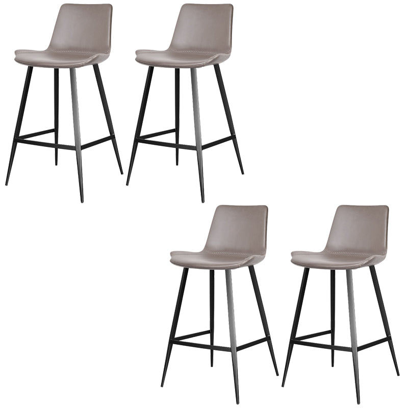 Faux Leather Upholstered Stools Low Back Bar Stools with Metal Base