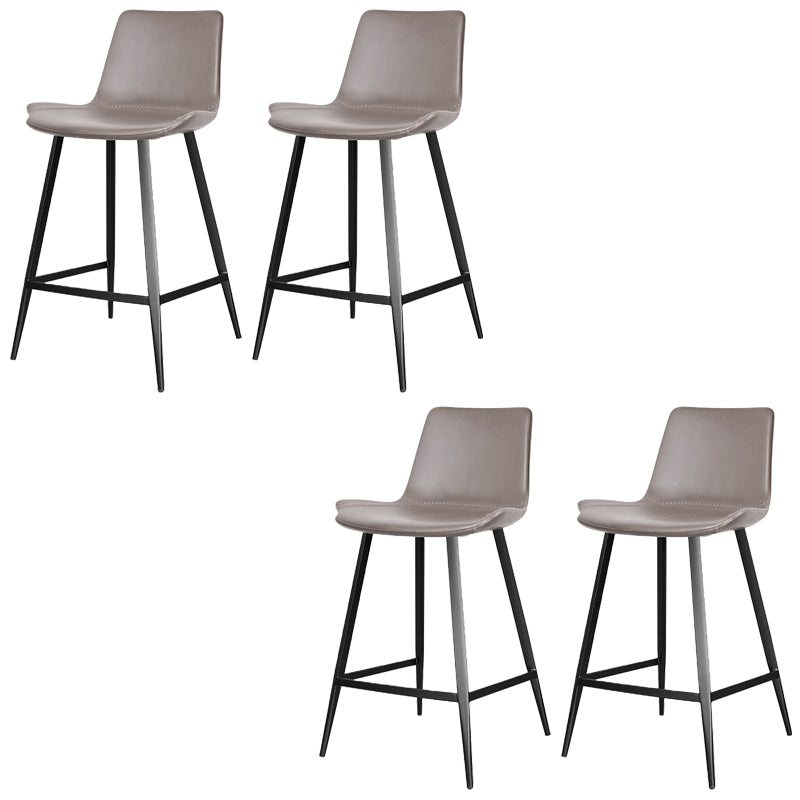 Faux Leather Upholstered Stools Low Back Bar Stools with Metal Base
