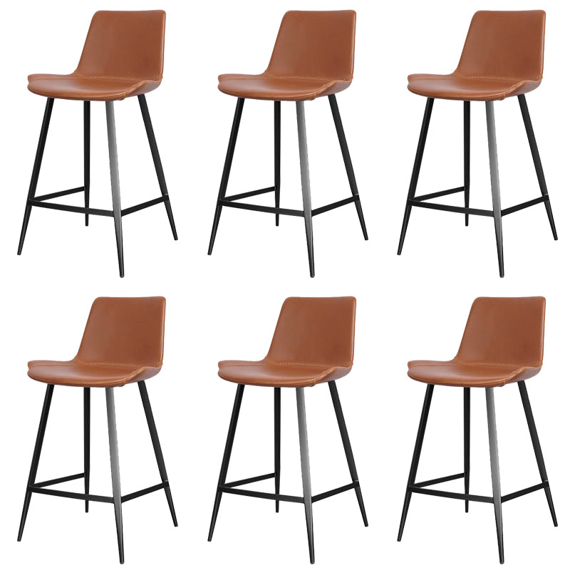 Faux Leather Upholstered Stools Low Back Bar Stools with Metal Base