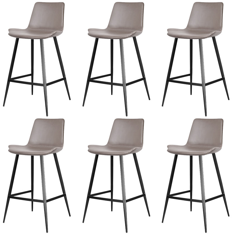 Faux Leather Upholstered Stools Low Back Bar Stools with Metal Base