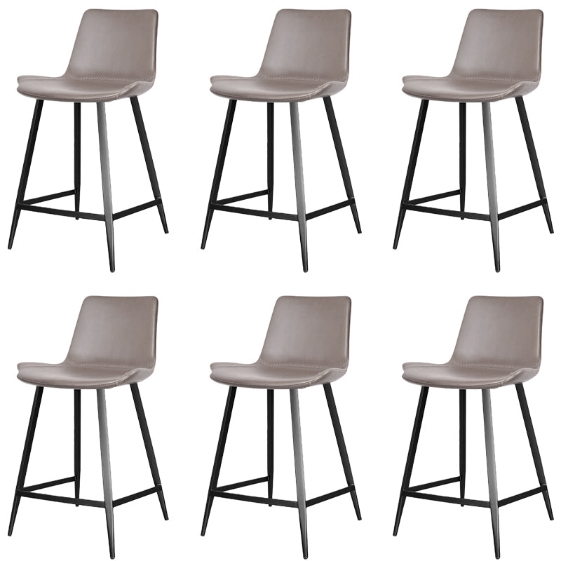 Faux Leather Upholstered Stools Low Back Bar Stools with Metal Base