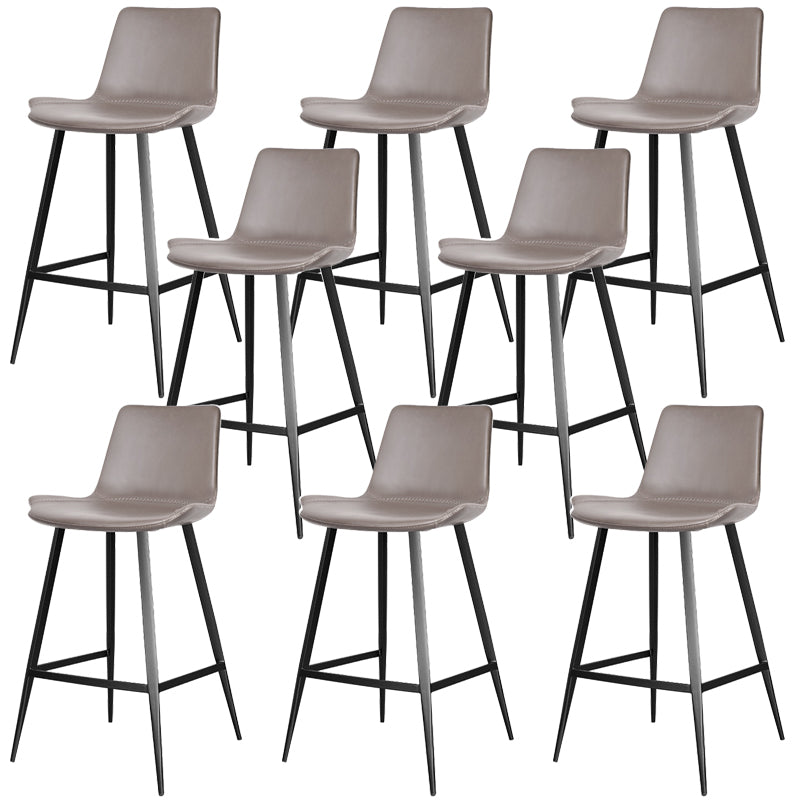 Faux Leather Upholstered Stools Low Back Bar Stools with Metal Base