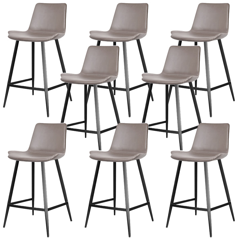 Faux Leather Upholstered Stools Low Back Bar Stools with Metal Base