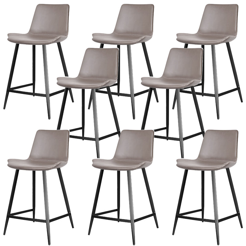 Faux Leather Upholstered Stools Low Back Bar Stools with Metal Base
