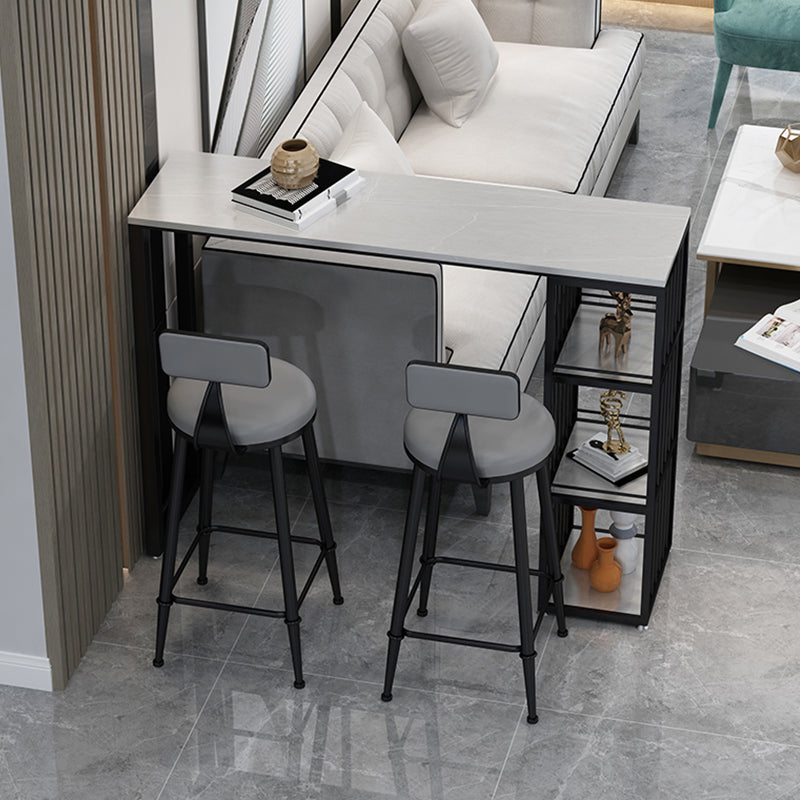 Low Back Dining Stools Round Armless Bar Stools with Metal Base