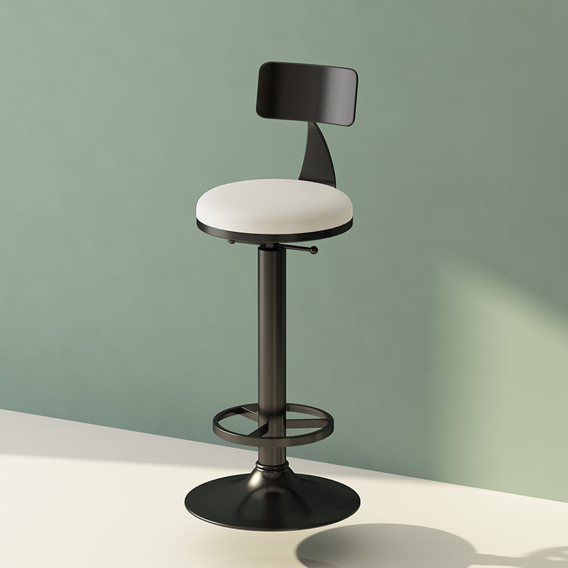 Low Back Dining Stool Adjustable Height Bar Stool with Metal Base