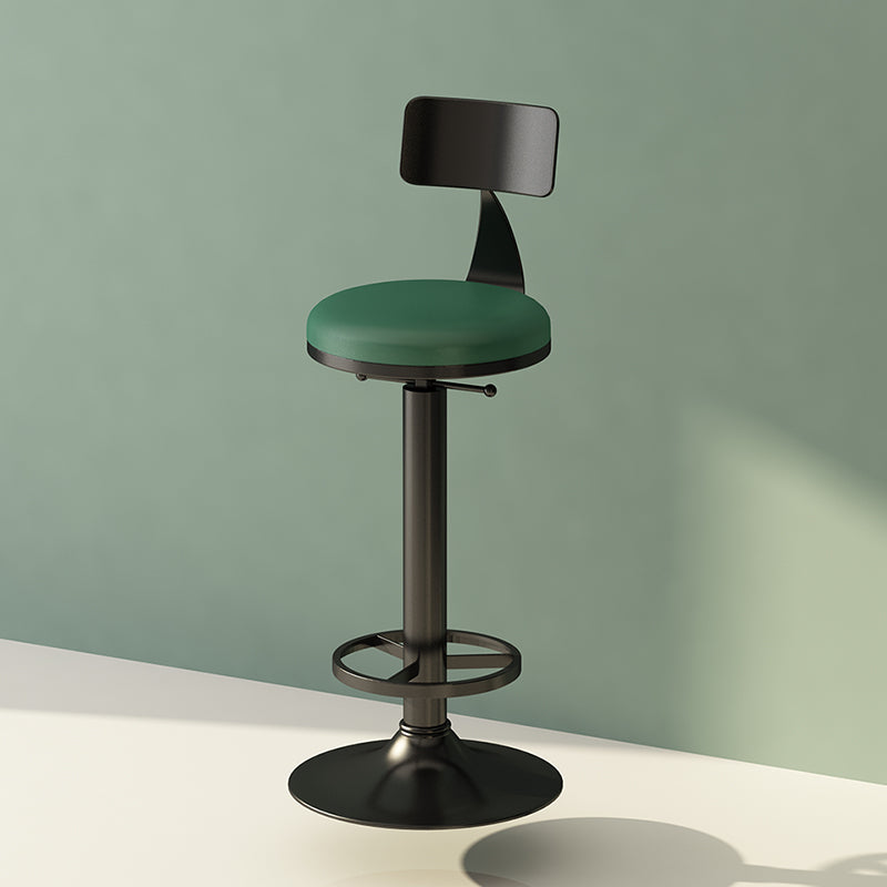Low Back Dining Stool Adjustable Height Bar Stool with Metal Base