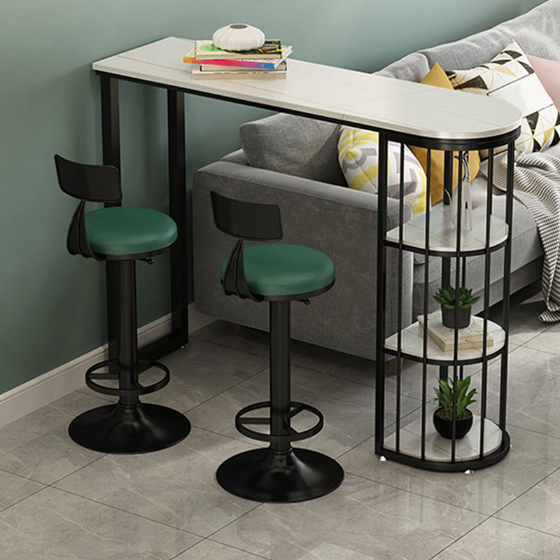Low Back Dining Stool Adjustable Height Bar Stool with Metal Base