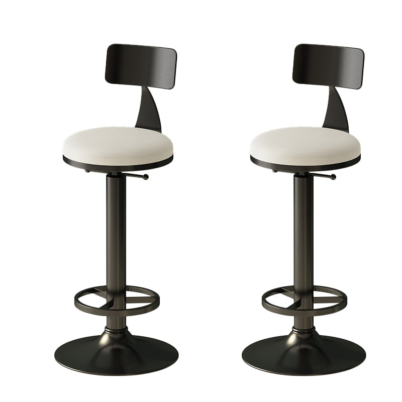 Low Back Dining Stool Adjustable Height Bar Stool with Metal Base
