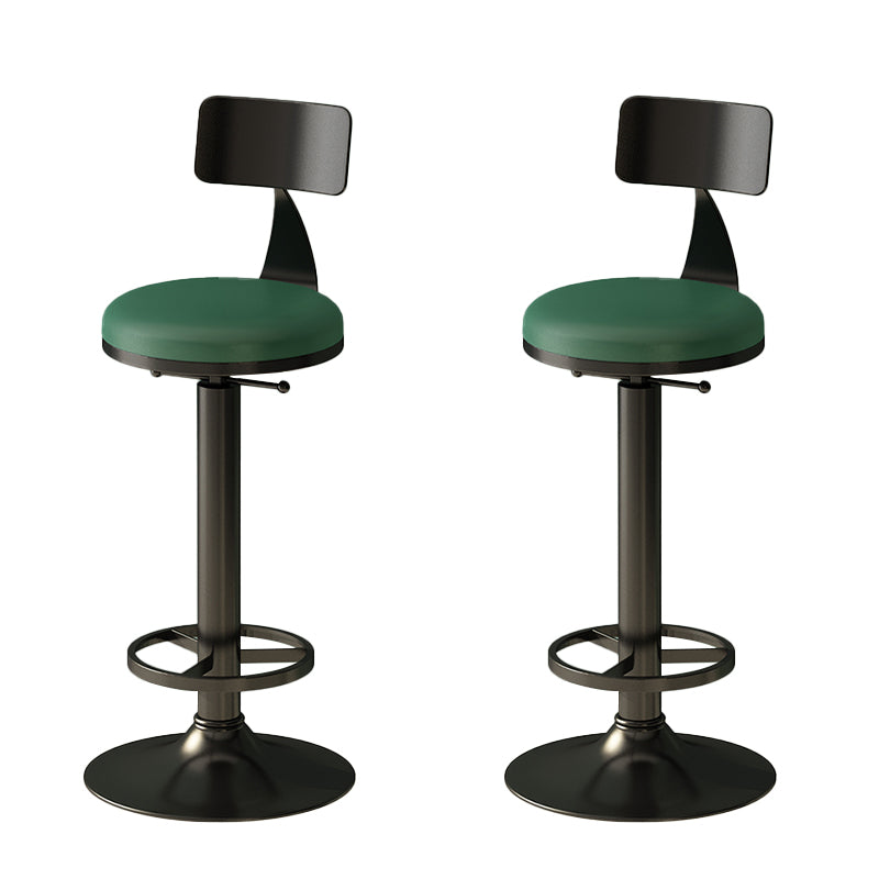 Low Back Dining Stool Adjustable Height Bar Stool with Metal Base