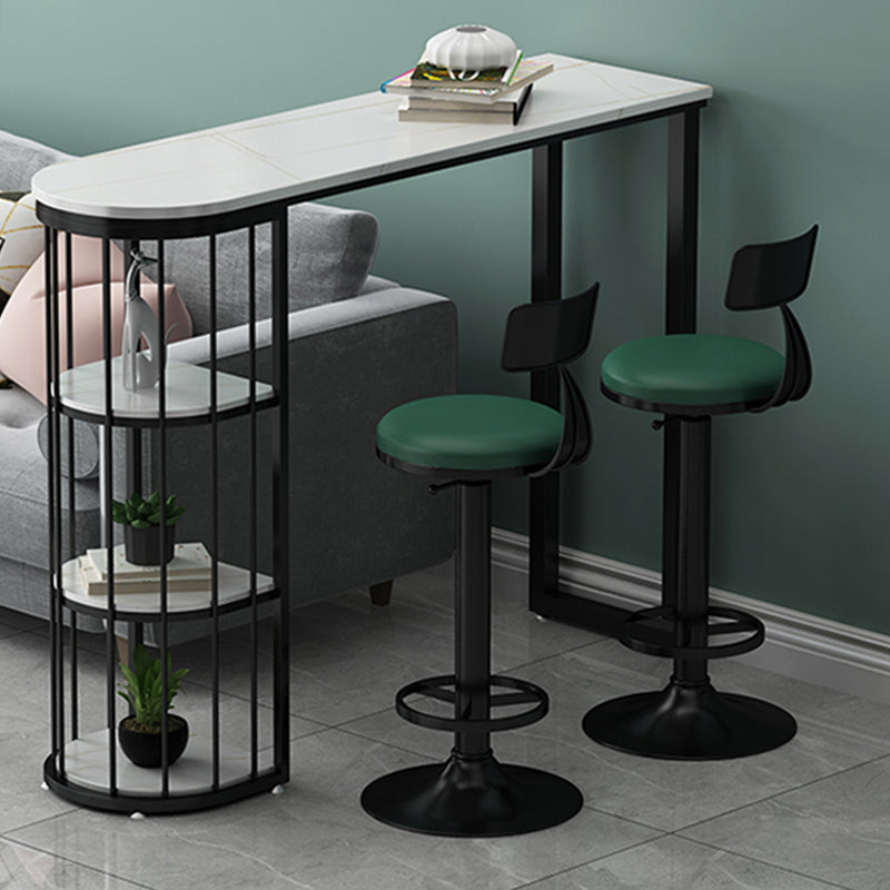 Low Back Dining Stool Adjustable Height Bar Stool with Metal Base
