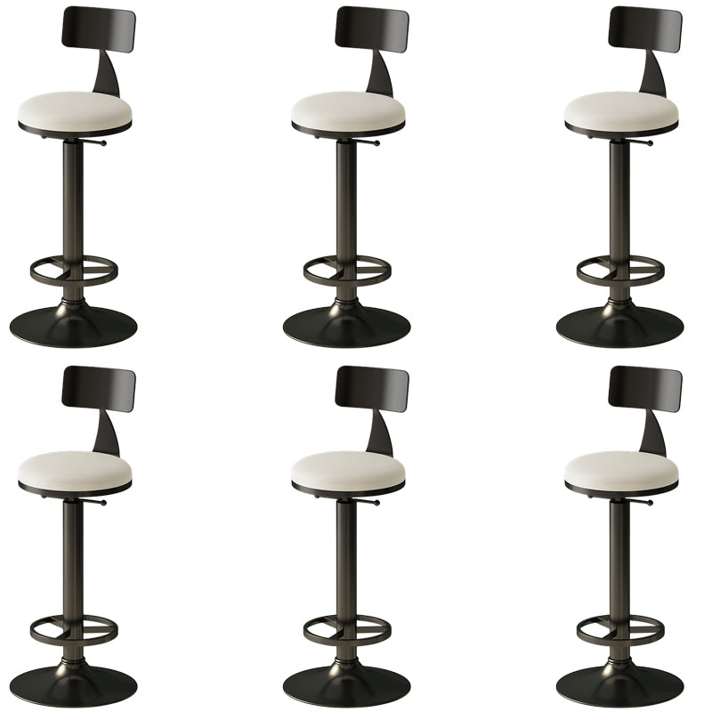 Low Back Dining Stool Adjustable Height Bar Stool with Metal Base