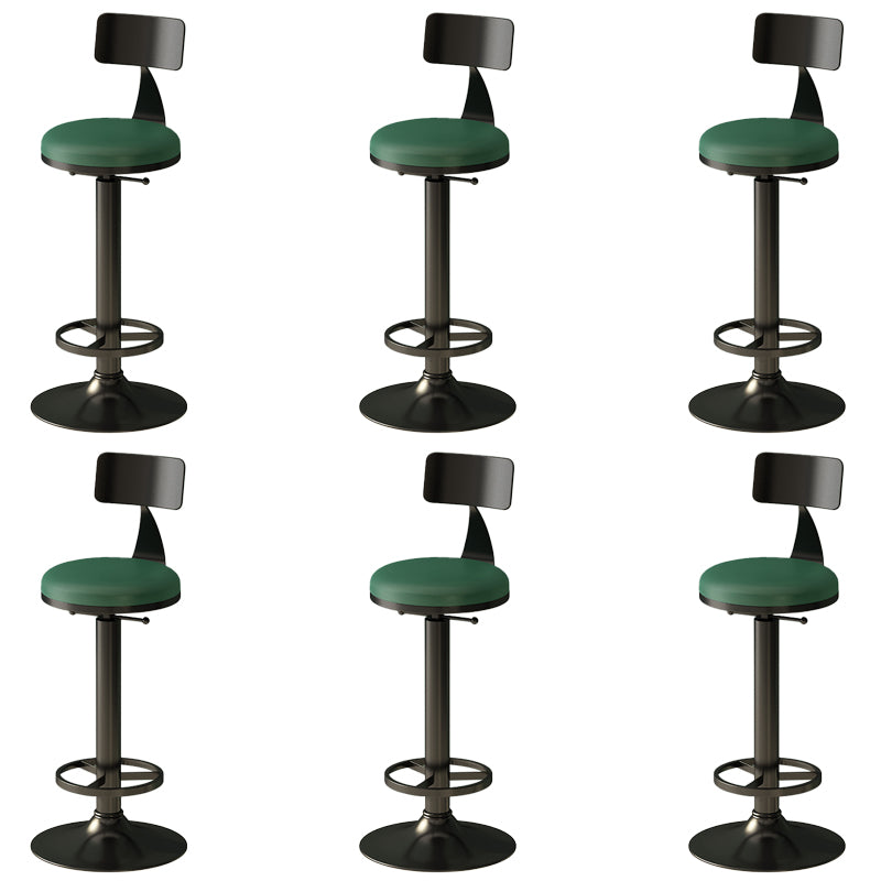 Low Back Dining Stool Adjustable Height Bar Stool with Metal Base