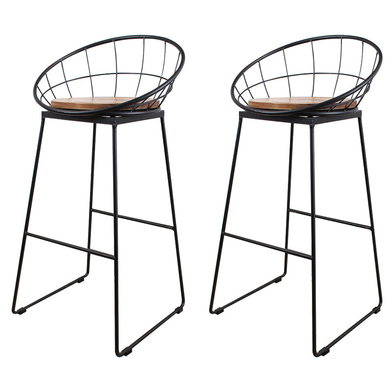 Metal Low Back Dining Stools Contemporary Round Bar Stools with Footrest